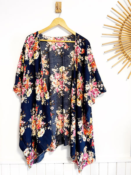 Navy Floral Kimono