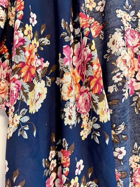 Navy Floral Kimono